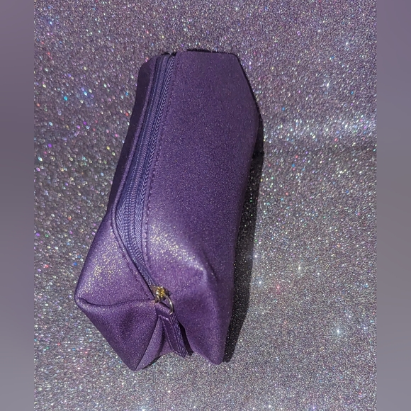 Metallic Copper Glitter Purple Cosmetics Bag Zipper Pouch Lancome - Picture 1 of 4